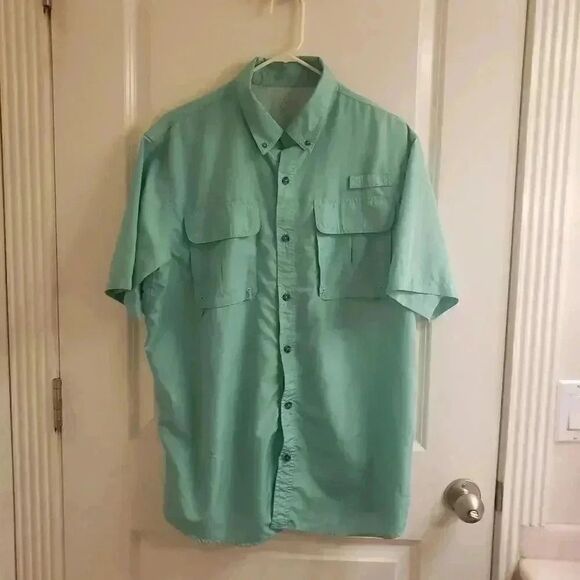 Men's Mint Green Nylon Outdoor Vented Short Sleeve Shirt - Picture 2 of 7